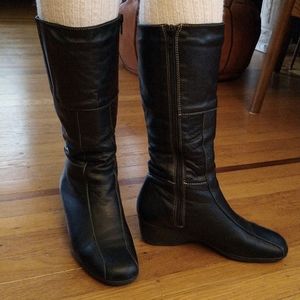 Italian black leather boots, sz.36